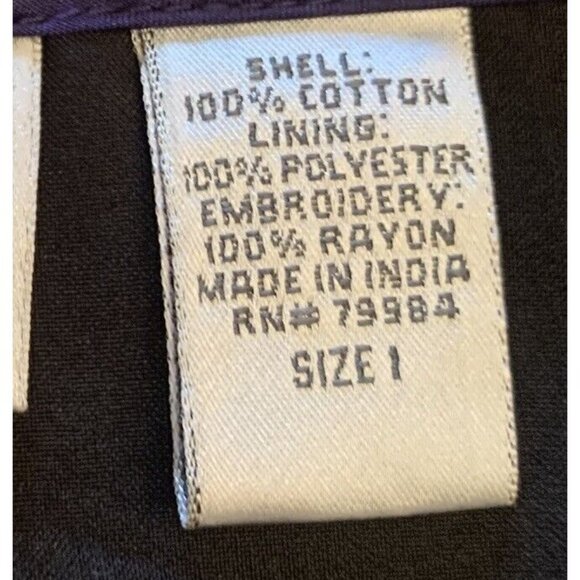 Women’s M Black Red Floral Jacket Embroidered Open Front Art to Wear Black boho - Picture 9 of 13